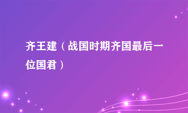 齐王建（战国时期齐国最后一位国君）