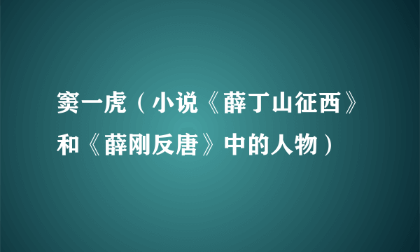 窦一虎（小说《薛丁山征西》和《薛刚反唐》中的人物）