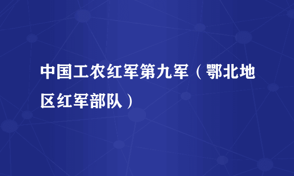 中国工农红军第九军（鄂北地区红军部队）