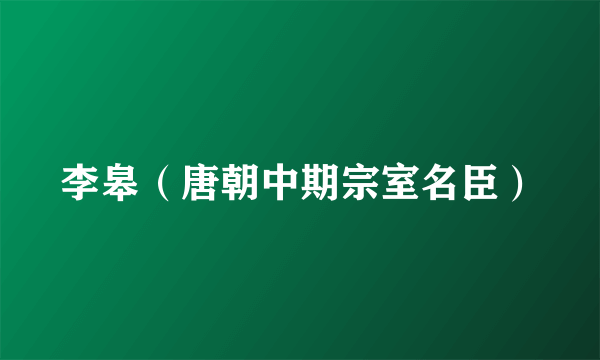 李皋（唐朝中期宗室名臣）