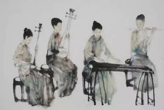 丝竹乐（用竹制吹管乐器与弦乐器合奏的一种演出形式）
