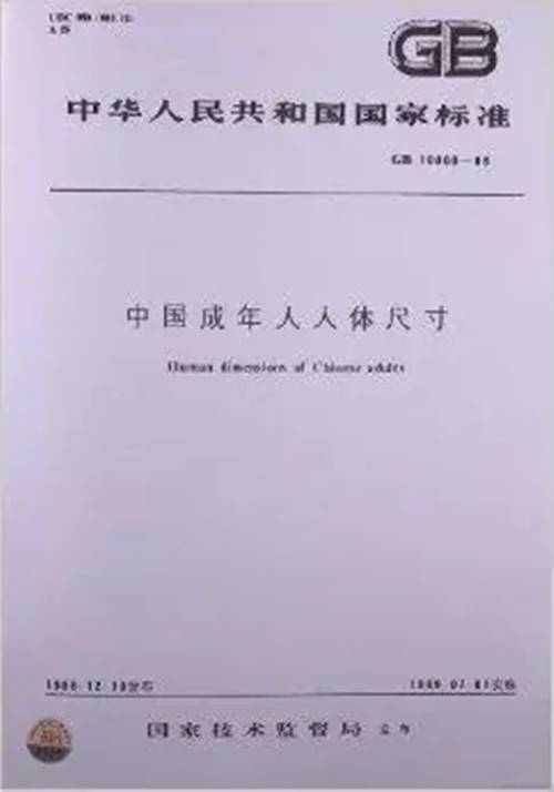 中国成年人人体尺寸