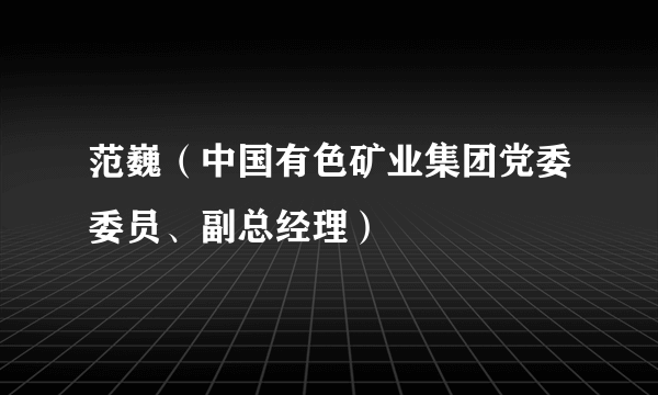 范巍（中国有色矿业集团党委委员、副总经理）
