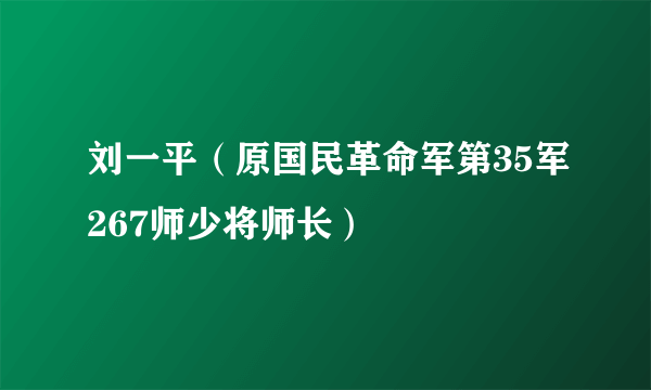 刘一平（原国民革命军第35军267师少将师长）