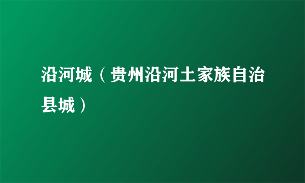 沿河城（贵州沿河土家族自治县城）