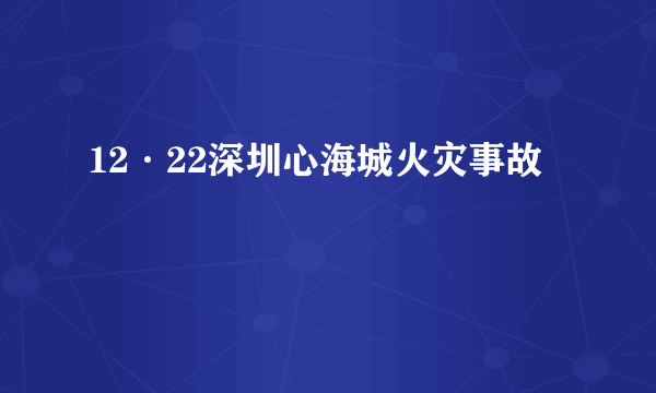 12·22深圳心海城火灾事故