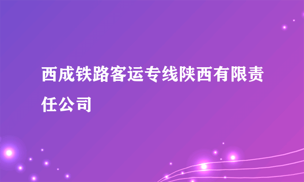 西成铁路客运专线陕西有限责任公司