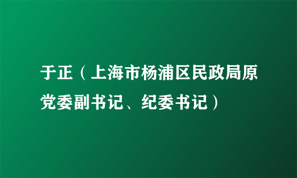 于正（上海市杨浦区民政局原党委副书记、纪委书记）