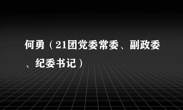 何勇（21团党委常委、副政委、纪委书记）