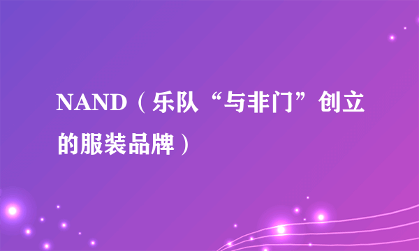 NAND（乐队“与非门”创立的服装品牌）
