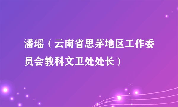 潘瑶（云南省思茅地区工作委员会教科文卫处处长）