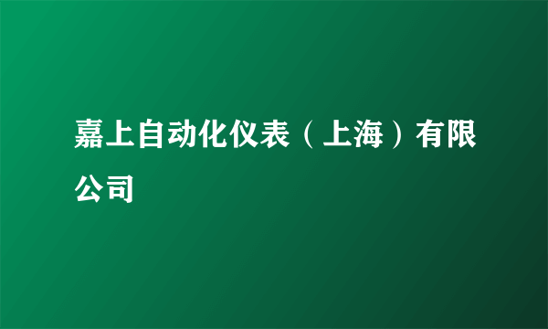 嘉上自动化仪表（上海）有限公司