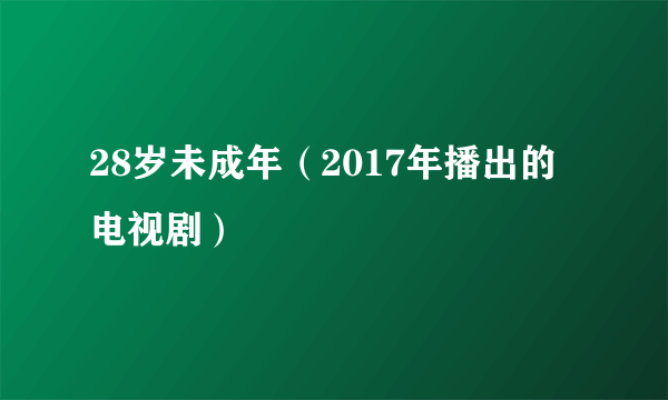 28岁未成年（2017年播出的电视剧）
