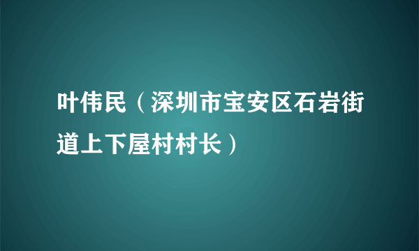 叶伟民（深圳市宝安区石岩街道上下屋村村长）