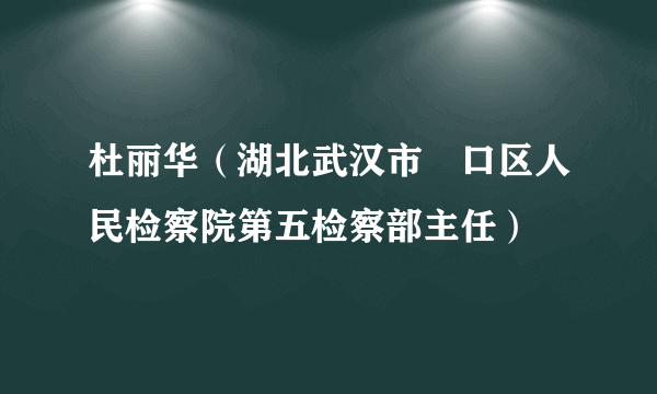 杜丽华（湖北武汉市硚口区人民检察院第五检察部主任）