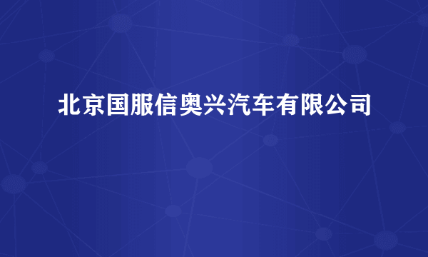 北京国服信奥兴汽车有限公司