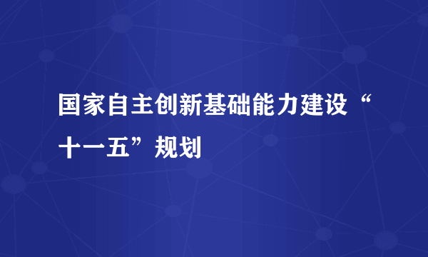 国家自主创新基础能力建设“十一五”规划