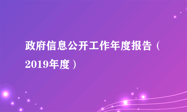 政府信息公开工作年度报告（2019年度）