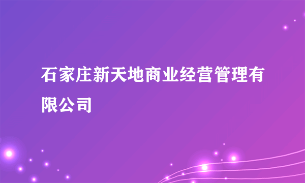 石家庄新天地商业经营管理有限公司