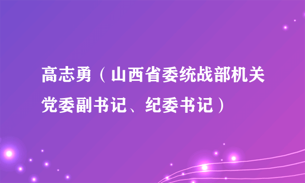 高志勇（山西省委统战部机关党委副书记、纪委书记）