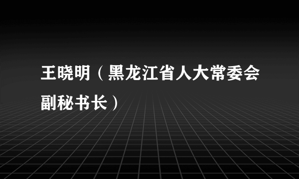 王晓明（黑龙江省人大常委会副秘书长）