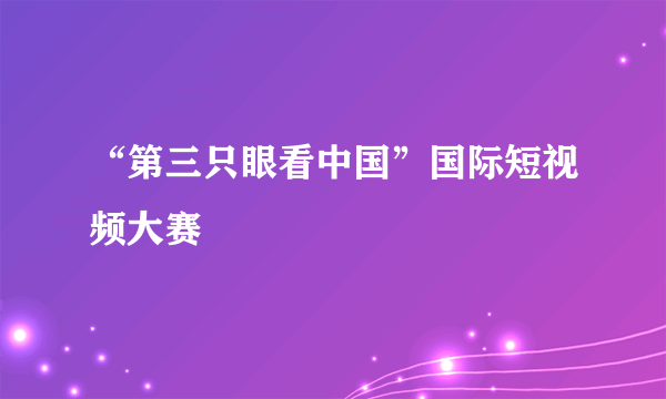 “第三只眼看中国”国际短视频大赛
