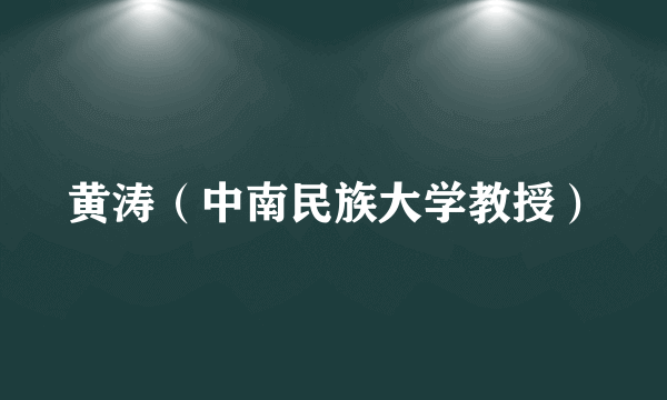 黄涛（中南民族大学教授）