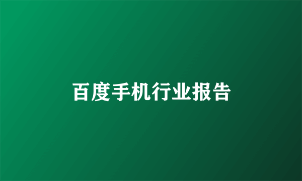 百度手机行业报告