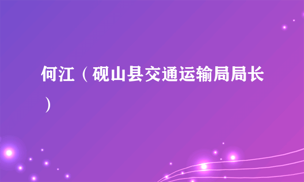 何江（砚山县交通运输局局长）