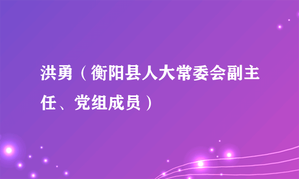 洪勇（衡阳县人大常委会副主任、党组成员）