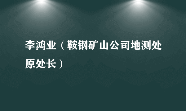 李鸿业（鞍钢矿山公司地测处原处长）