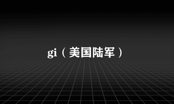 gi（美国陆军）
