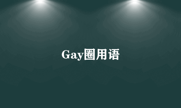 Gay圈用语