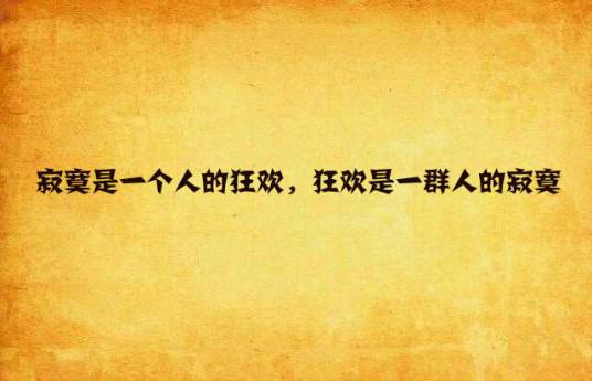 寂寞是一个人的狂欢，狂欢是一群人的寂寞