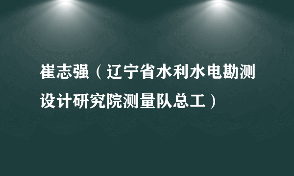 崔志强（辽宁省水利水电勘测设计研究院测量队总工）