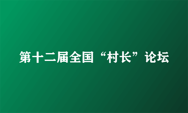 第十二届全国“村长”论坛