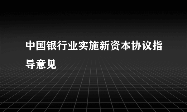 中国银行业实施新资本协议指导意见