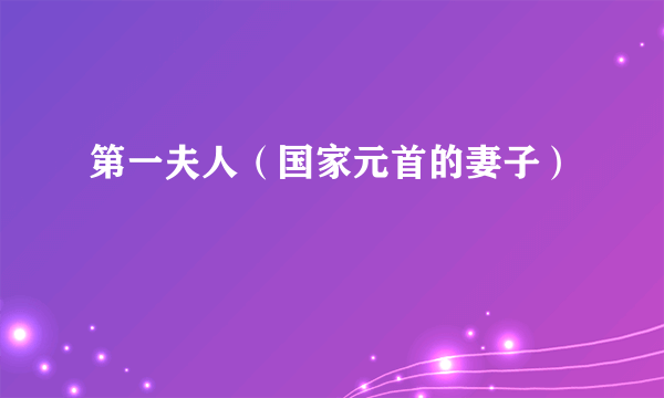 第一夫人（国家元首的妻子）