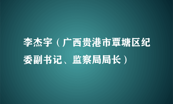 李杰宇（广西贵港市覃塘区纪委副书记、监察局局长）