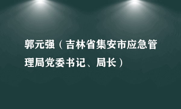 郭元强（吉林省集安市应急管理局党委书记、局长）