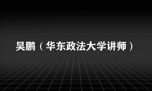 吴鹏（华东政法大学讲师）