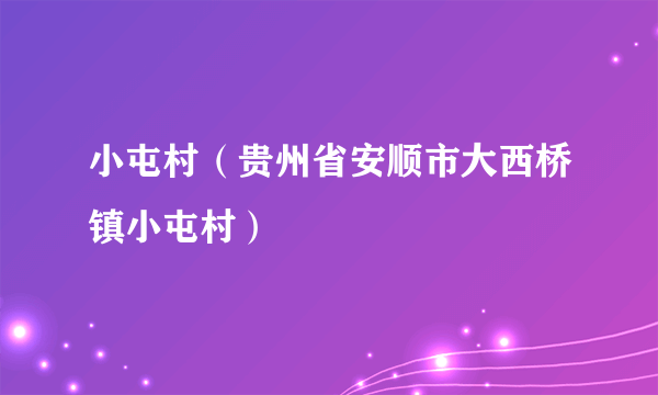 小屯村（贵州省安顺市大西桥镇小屯村）