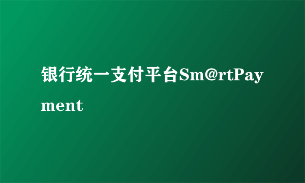 银行统一支付平台Sm@rtPayment