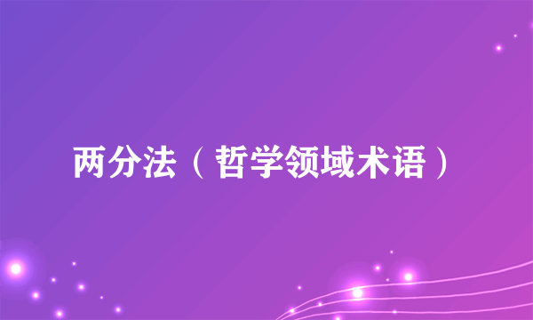 两分法（哲学领域术语）