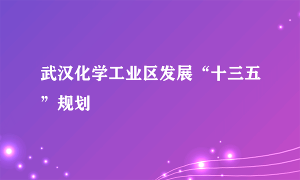 武汉化学工业区发展“十三五”规划