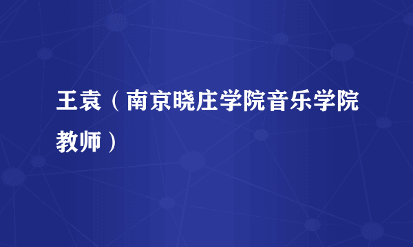 王袁（南京晓庄学院音乐学院教师）