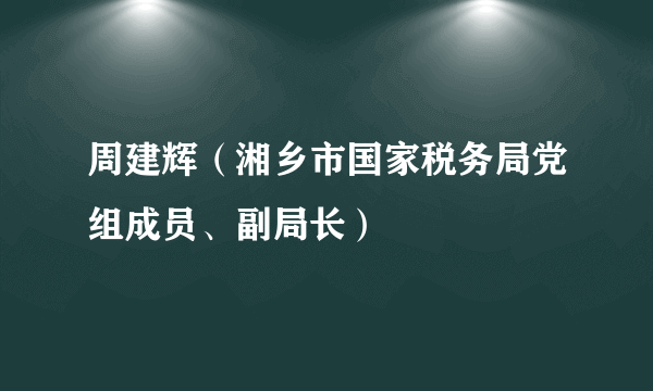 周建辉（湘乡市国家税务局党组成员、副局长）