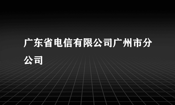 广东省电信有限公司广州市分公司