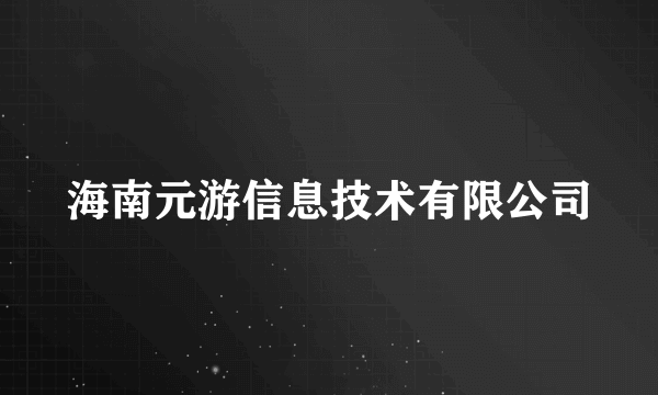 海南元游信息技术有限公司
