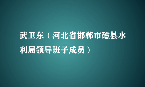 武卫东（河北省邯郸市磁县水利局领导班子成员）